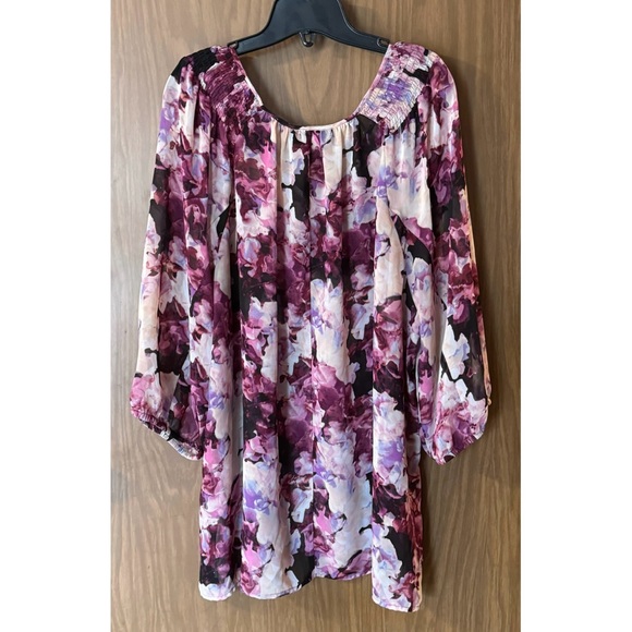 Purple Floral Sheer Top - Picture 3 of 8